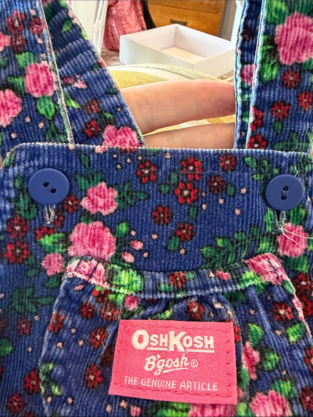90’s Vintage OshKosh B'gosh Blue Floral Girls Overalls - Picture 5 of 7